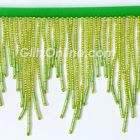 3" Chevron Deluxe Bright Green Beaded Fringe